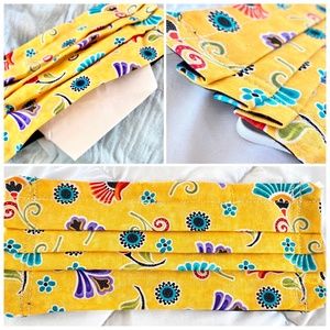 Pleated Cloth Face Mask in Yellow Floral